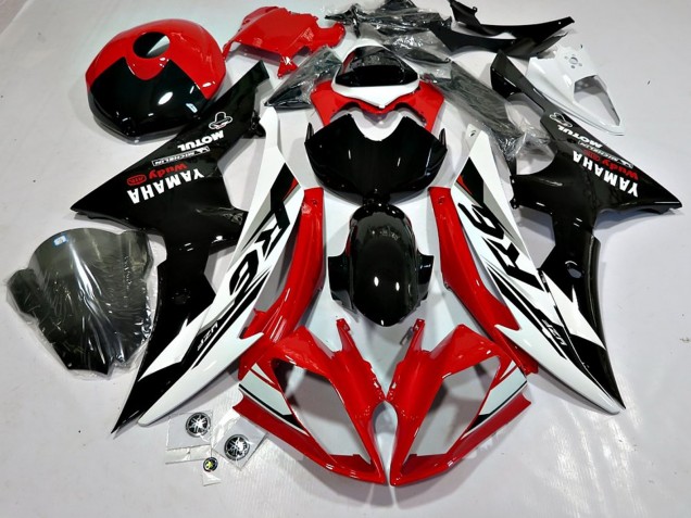 2008-2016 Yamaha YZF 600 R6 Motorcycle Fairings - White Red Glossy Black Motul Michelin