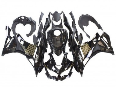 2019-2025 Kawasaki ZX25R ZX-25R Motorcycle Fairings - Glossy Black Gold White Honeycomb