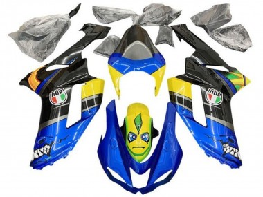 2007-2008 Kawasaki ZX6R Motorcycle Fairings - Blue Black Yellow Shark