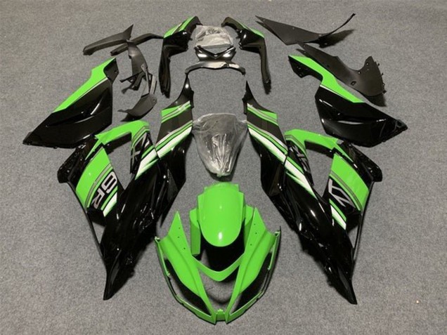 2013-2018 Kawasaki ZX6R Motorcycle Fairings Kit - Green Glossy Black