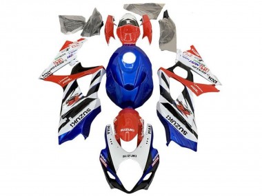 2005-2006 Suzuki GSXR 1000 Motorcycle Fairings - White Red Blue Black Stripe
