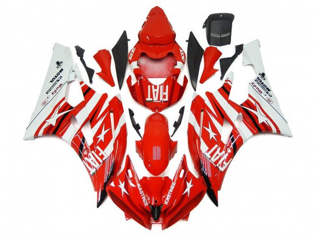 2006-2007 Yamaha YZF R6 Motorcycle Fairings - White Red Fiat Star Michelin Motul
