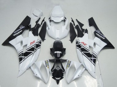 2006-2007 Yamaha YZF R6 Motorcycle Fairings - White Glossy Black Motul Michelin