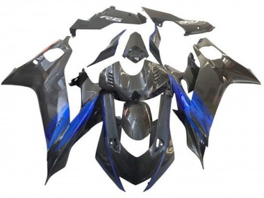 2017-2025 Yamaha YZF R6 Motorcycle Fairing - Blue Black Faux Carbon Fiber