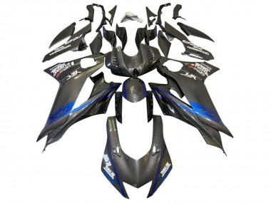 2017-2025 Yamaha YZF R6 Motorcycle Fairings - Blue Black Faux Carbon Fiber
