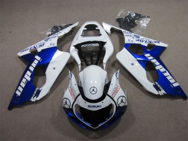 2000-2002 Suzuki GSXR 1000 Motorcycle Fairings - White Blue Jordan Motul