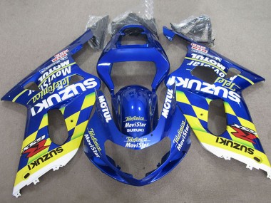 2001-2003 Suzuki GSXR 600 Motorcycle Fairings - Blue Yellow Telefonica MoviStar