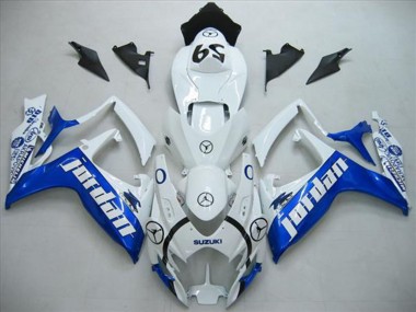 2006-2007 Suzuki GSXR 600 Motorcycle Fairings - White Blue Jordan 59