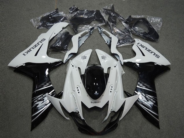 2011-2024 Suzuki GSXR 600 Motorcycle Fairings - White Glossy Black