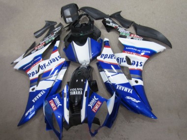 2006-2007 Yamaha YZF R6 Motorcycle Fairings - White Blue Red Sterilgarda Volvo Fimer