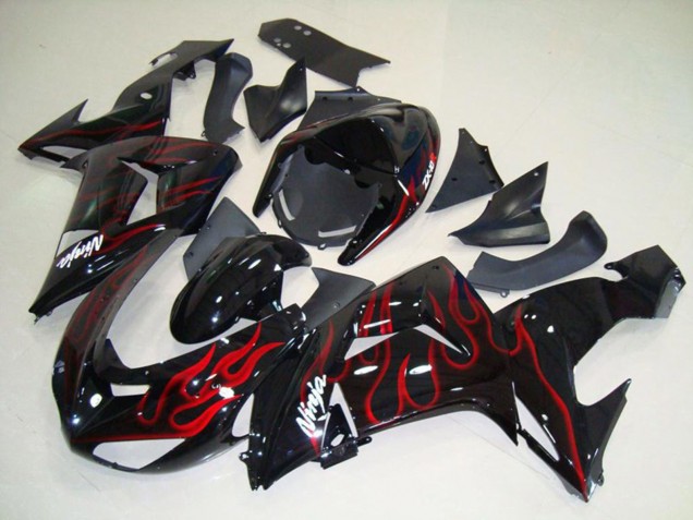 2006-2007 Red Flame Kawasaki ZX10R Motorcycle Fairings 2006-2007 Red Flame Kawasaki ZX10R Motorcycle Fairings