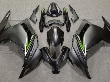 2013-2018 Matte Black & Green Kawasaki Ninja 300 Motorcycle Fairings